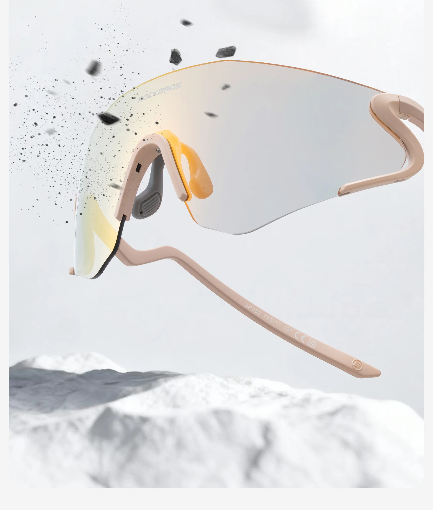 ROCKBROS Photochromic Cycling Glasses Windproof Dustproof UV400 Protection Glasses Cycling Outdoor Sports Sunglasses Unisex