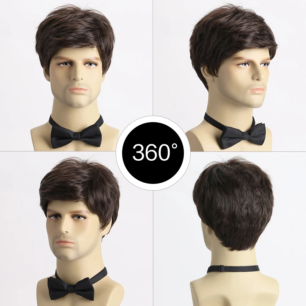 Short Natural Curly Hair For Male Young Men Heat Resistant Fiber Synthetic Wigs