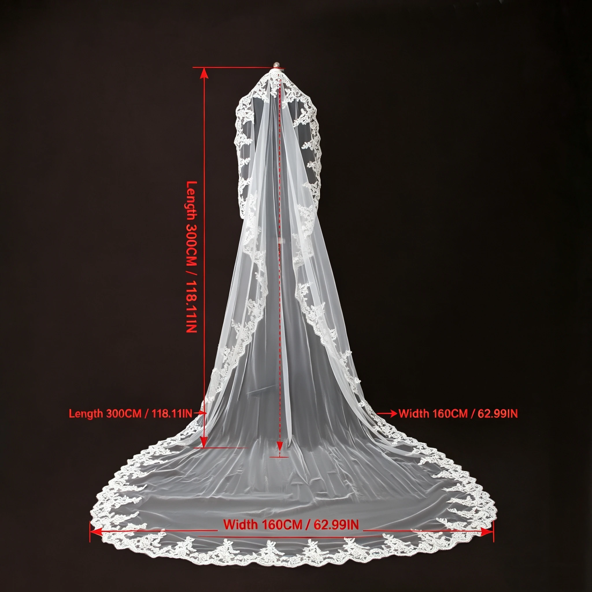 Long Bridal Veils Lace Edge Wedding Veil Mantilla Española Wedding Dress Accessories Apras and Veils for Wedding Party G99