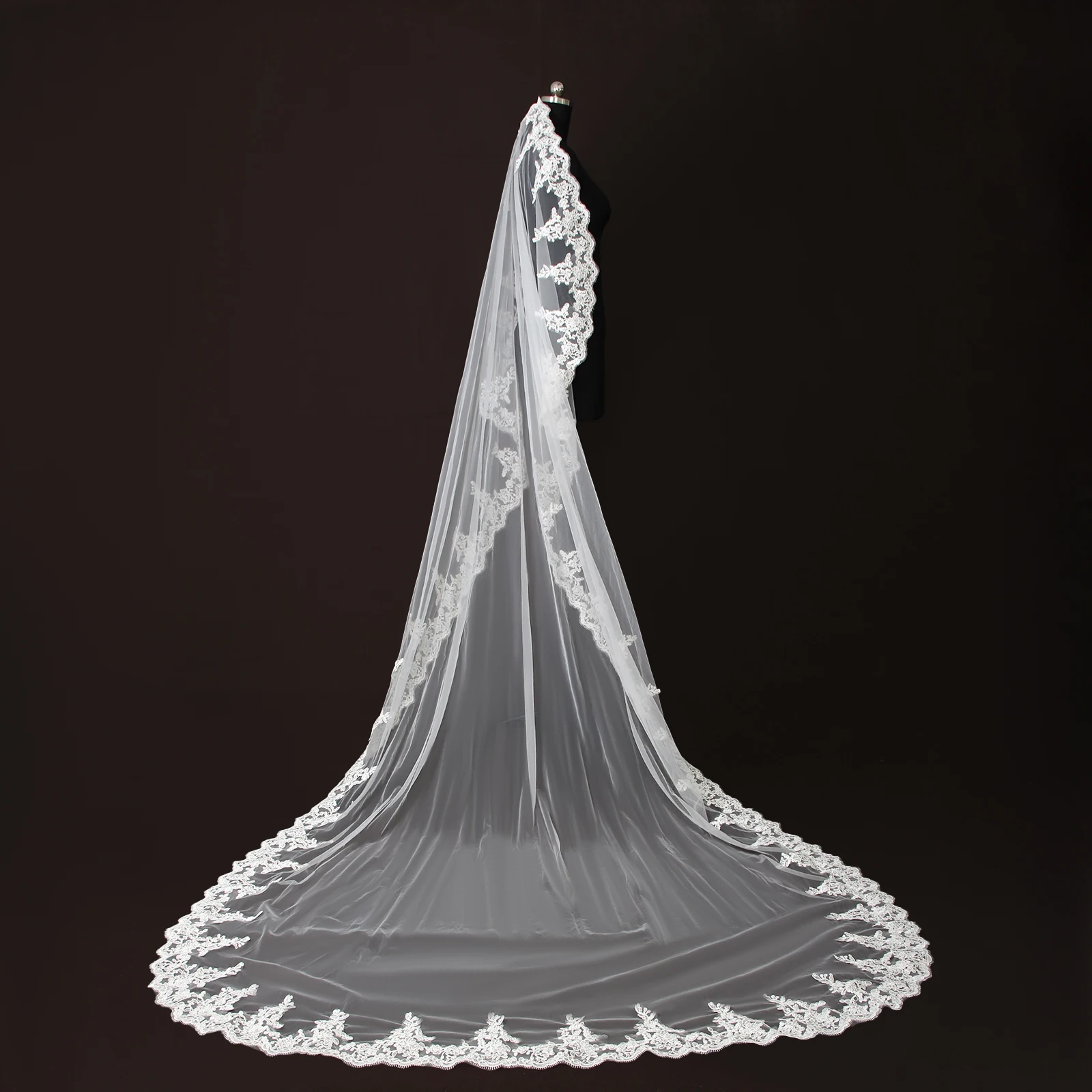 Long Bridal Veils Lace Edge Wedding Veil Mantilla Española Wedding Dress Accessories Apras and Veils for Wedding Party G99