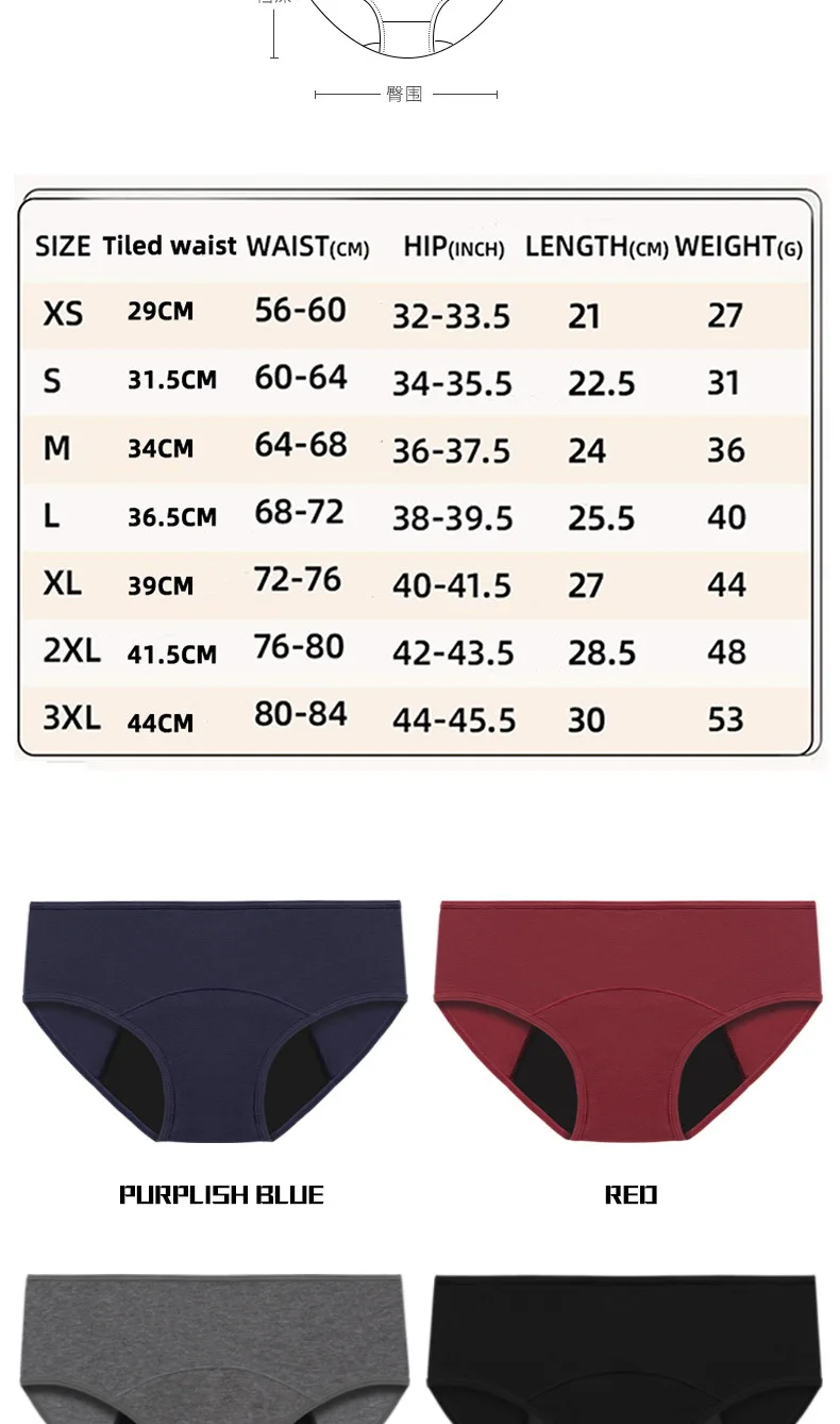 2pcs Woman Menstrual Panties Large Size Female Period Brief Leakproof Physiological Underwear Cotton Breathable Postpartum Panty