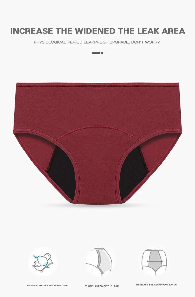 2pcs Woman Menstrual Panties Large Size Female Period Brief Leakproof Physiological Underwear Cotton Breathable Postpartum Panty