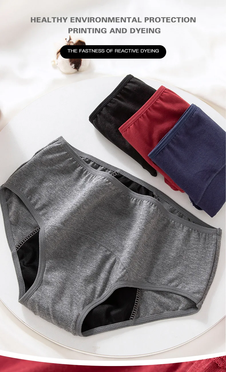 2pcs Woman Menstrual Panties Large Size Female Period Brief Leakproof Physiological Underwear Cotton Breathable Postpartum Panty