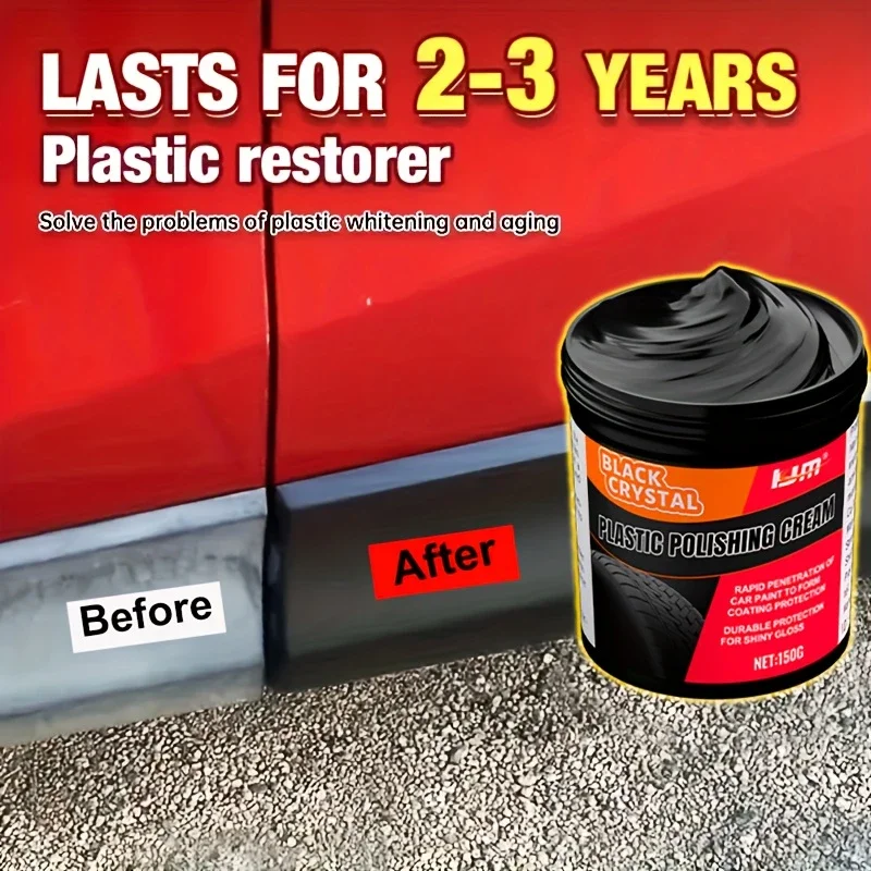 150g Plastic & Rubber Repair Paste - Black Crystal Polish for Car Scratches, Tire Shine & Interior Renewal, Anti-Aging & Fade Re