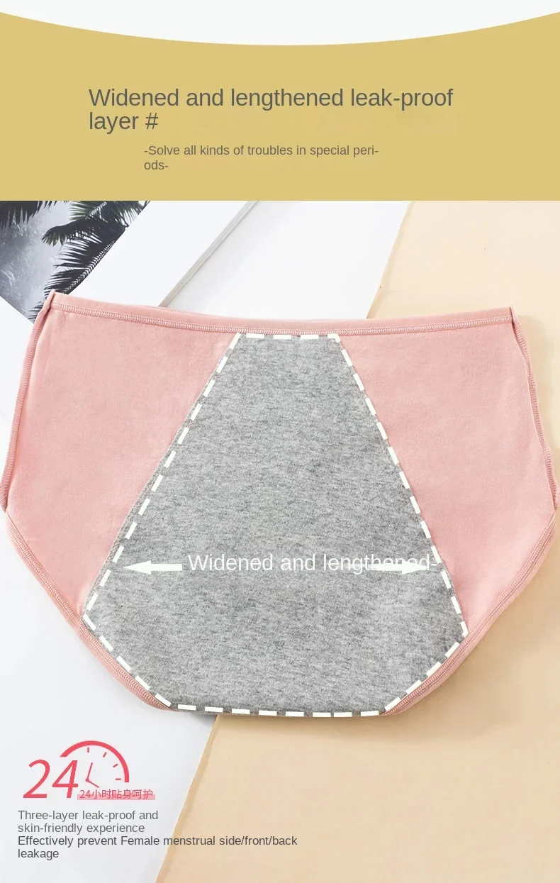 3PCS Cotton Menstrual Panties Leak Proof Breathable Cartoon cat Panties Woman Women Girls Physiological Pants Women's Intimates