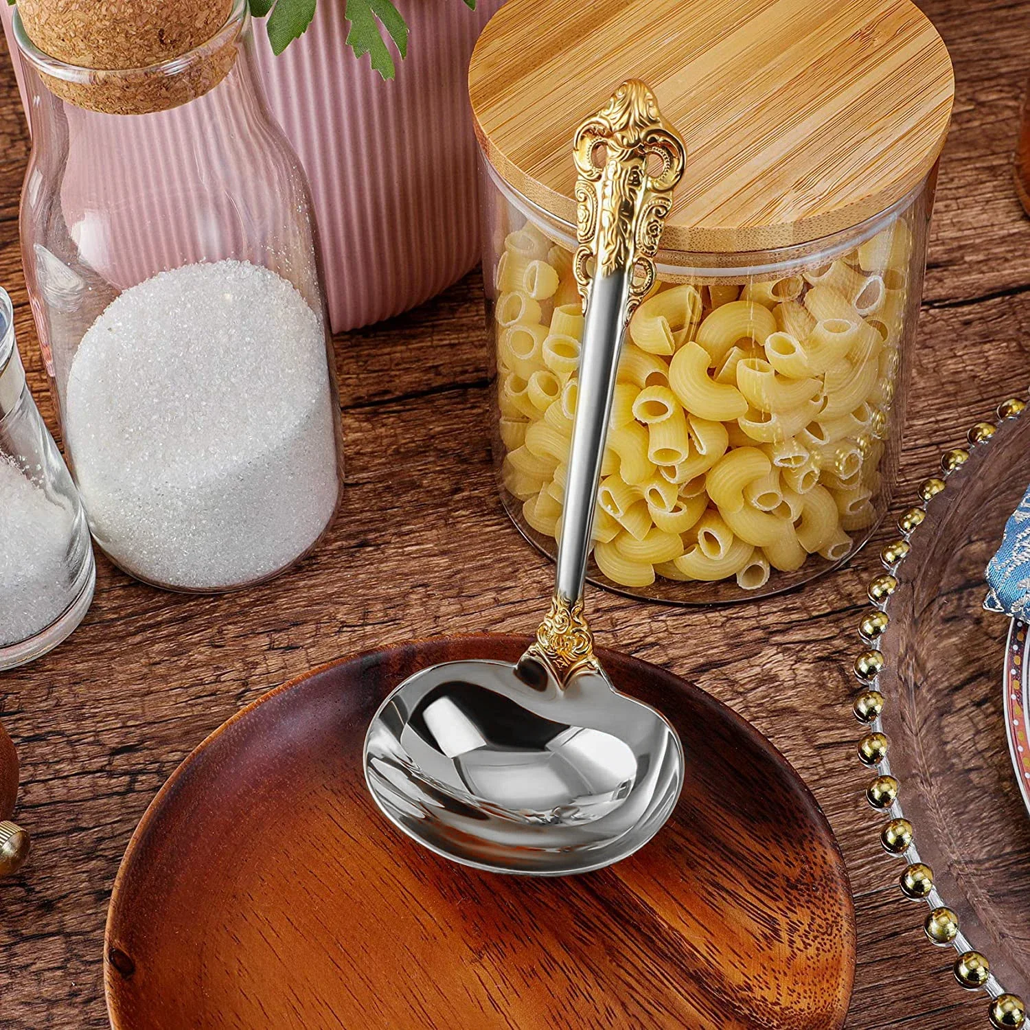 2/3/4/5/6 Pieces Gravy Ladle 6.3in Gorgeous 1 oz. Mirror Gold 18/10 Stainless Steel Gravy Sauce Soup Ladle Spoon for Stirring