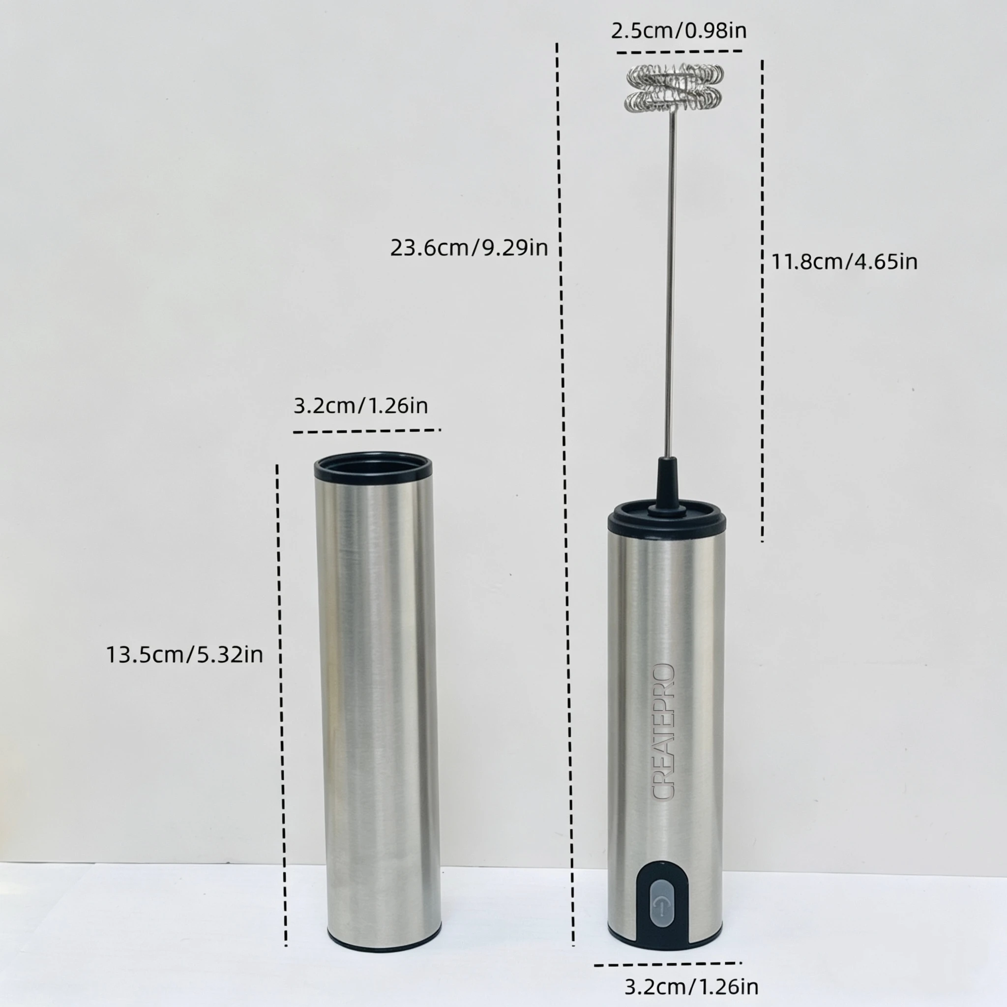 Handheld Electric Milk Frother, Made of Stainless Steel, USB Rechargeable, with a Storage Lid, Suitable for Coffee, Latte