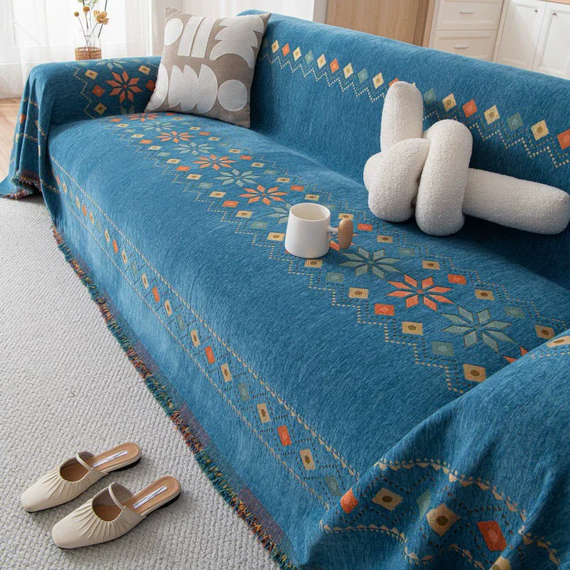 Bohemian Sofa Cover Cloth 2025 New All Seasons Universal Chenille Anti-cat Scratch Cushion Non-slip Full Cover Towel