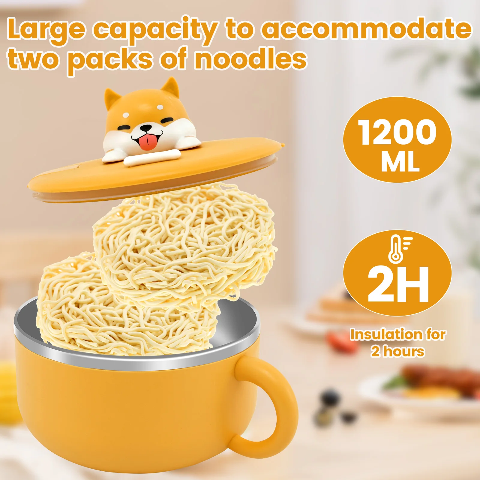 Stainless Steel Ramen Bowl Instant Noodles Bowl Cooker Portable Drain Bowl Lunch Box Kitchen Utensils Instant Noodle Partner