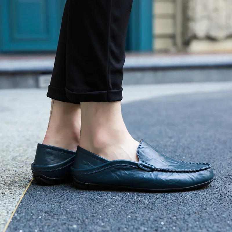 Men Shoes Casual Genuine Leather Mens Loafers Moccasins Designer Slip on Boat Shoes High Quality Chaussure Homme Plus Size 37-47