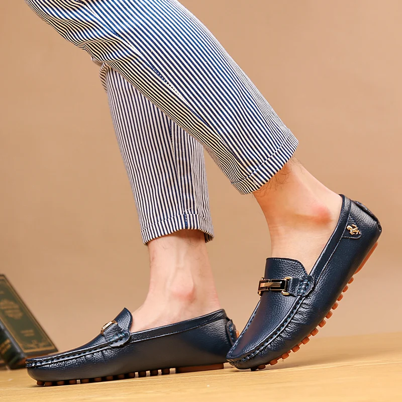 YRZL Loafers Men Handmade PU Leather Loafer Casual Driving Flats Slip-on Shoes Luxury Comfy Moccasins White Loafers Shoes Men