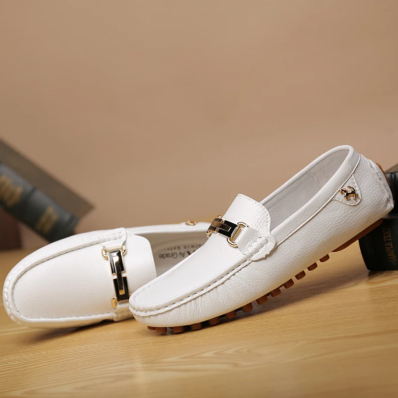 YRZL Loafers Men Handmade PU Leather Loafer Casual Driving Flats Slip-on Shoes Luxury Comfy Moccasins White Loafers Shoes Men
