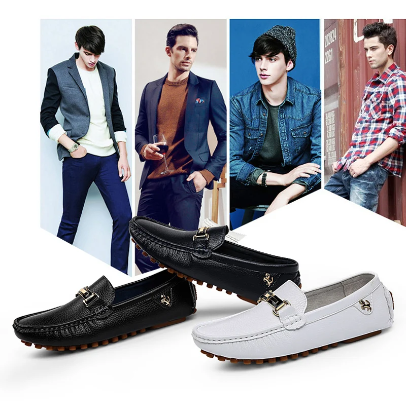 YRZL Loafers Men Handmade PU Leather Loafer Casual Driving Flats Slip-on Shoes Luxury Comfy Moccasins White Loafers Shoes Men
