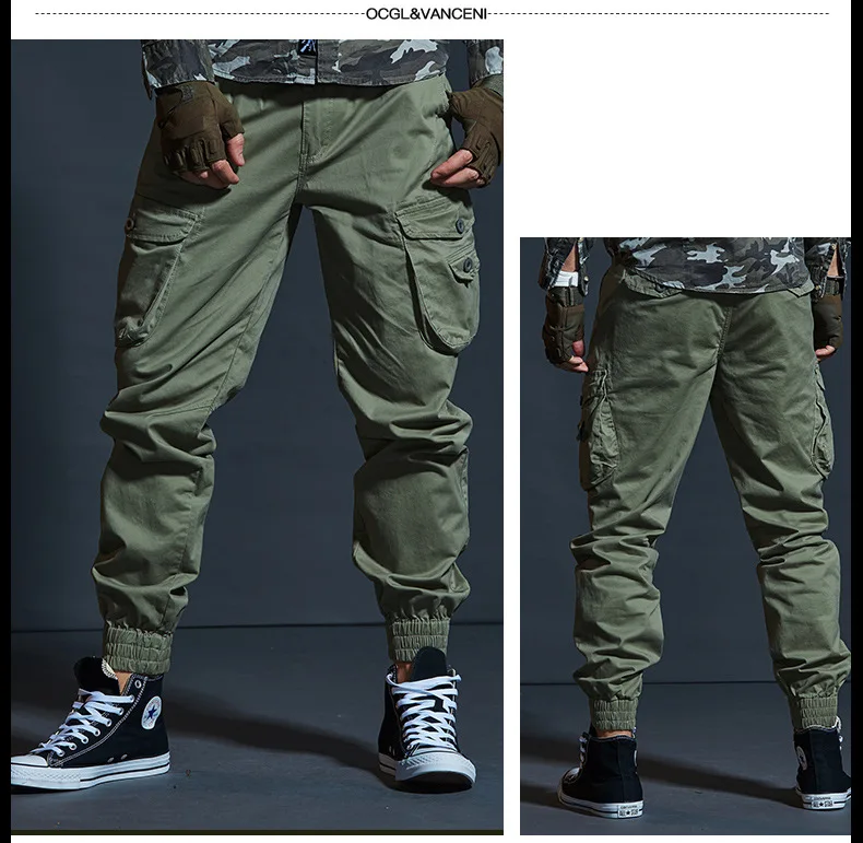 Mens Cargo Pants Casual Mens Pant Baggy Regular Cotton Trousers Male Combat Military Tactical Pants with Multi Pockets