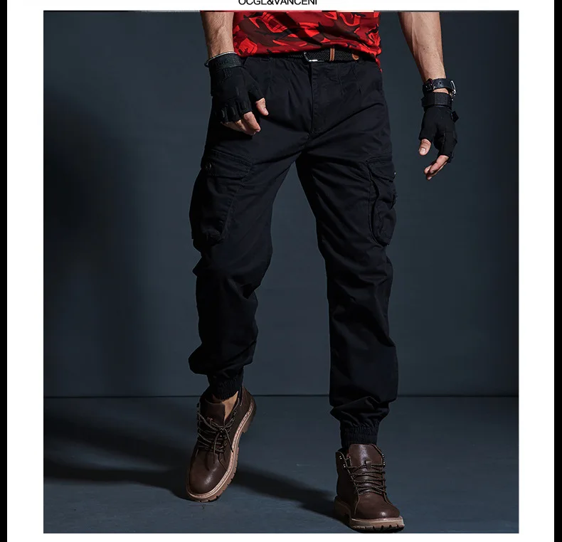 Mens Cargo Pants Casual Mens Pant Baggy Regular Cotton Trousers Male Combat Military Tactical Pants with Multi Pockets