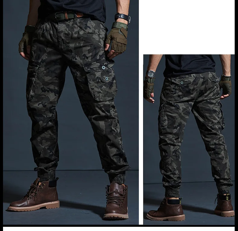 Mens Cargo Pants Casual Mens Pant Baggy Regular Cotton Trousers Male Combat Military Tactical Pants with Multi Pockets