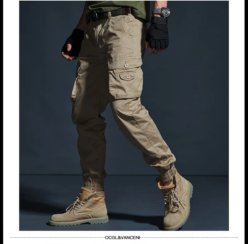 Mens Cargo Pants Casual Mens Pant Baggy Regular Cotton Trousers Male Combat Military Tactical Pants with Multi Pockets