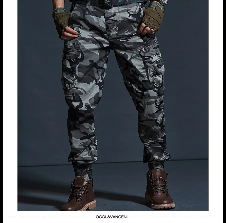 Mens Cargo Pants Casual Mens Pant Baggy Regular Cotton Trousers Male Combat Military Tactical Pants with Multi Pockets