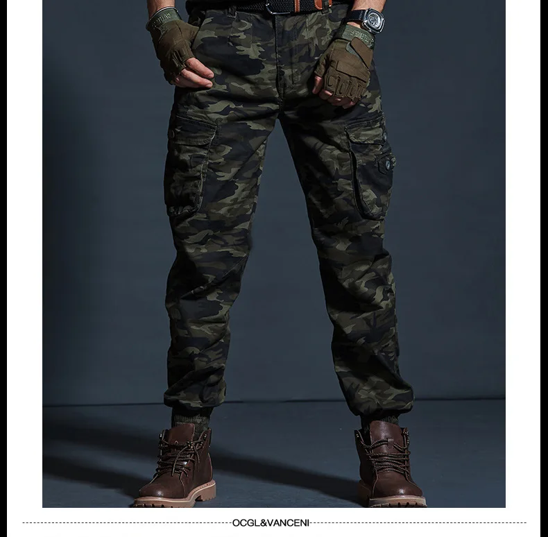 Mens Cargo Pants Casual Mens Pant Baggy Regular Cotton Trousers Male Combat Military Tactical Pants with Multi Pockets