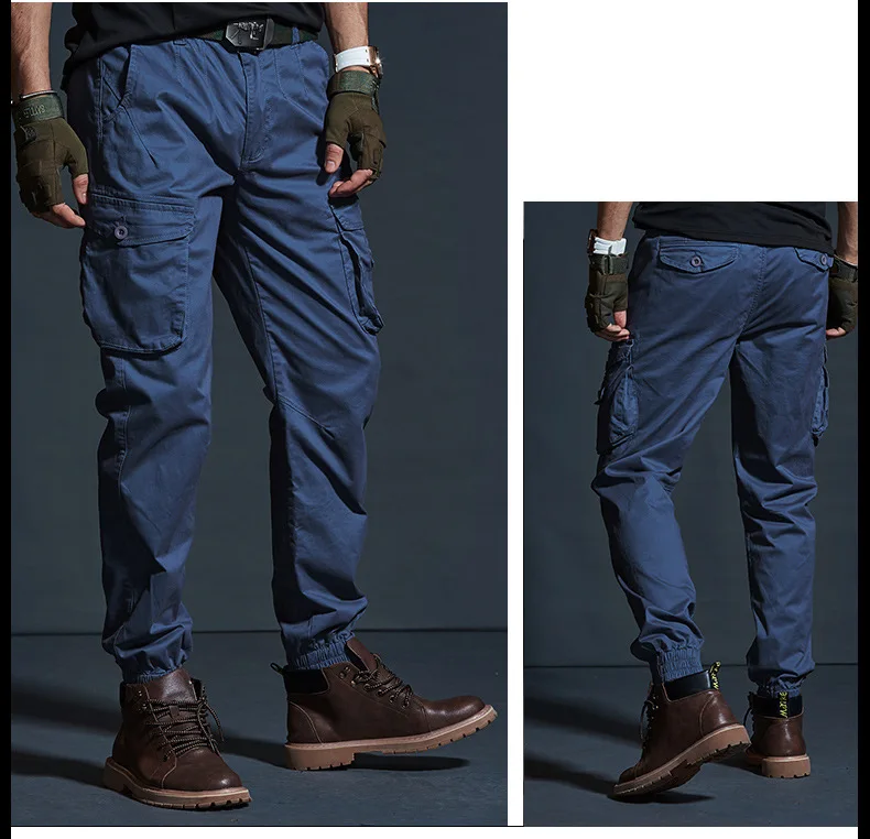 Mens Cargo Pants Casual Mens Pant Baggy Regular Cotton Trousers Male Combat Military Tactical Pants with Multi Pockets