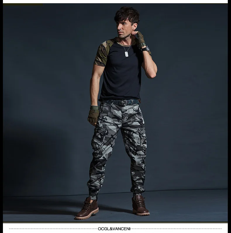 Mens Cargo Pants Casual Mens Pant Baggy Regular Cotton Trousers Male Combat Military Tactical Pants with Multi Pockets