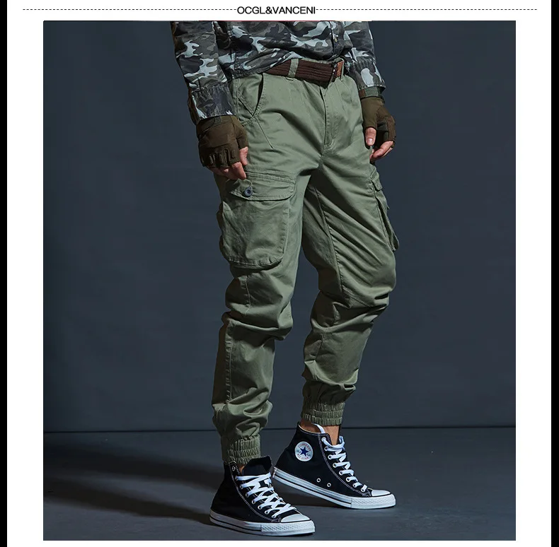 Mens Cargo Pants Casual Mens Pant Baggy Regular Cotton Trousers Male Combat Military Tactical Pants with Multi Pockets