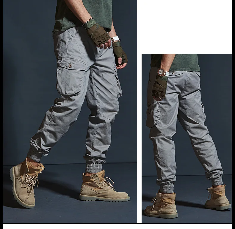 Mens Cargo Pants Casual Mens Pant Baggy Regular Cotton Trousers Male Combat Military Tactical Pants with Multi Pockets