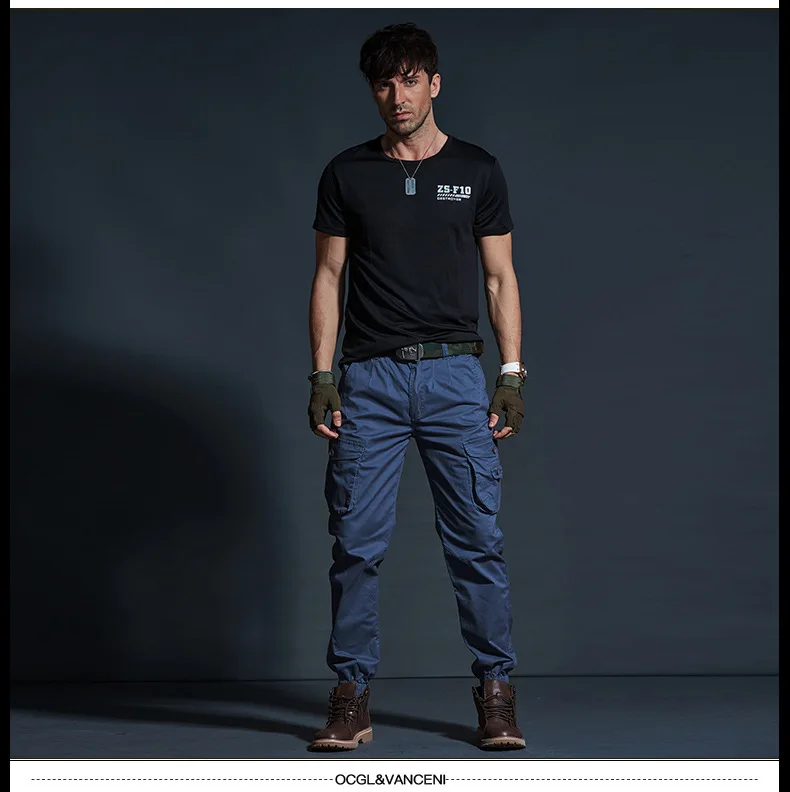 Mens Cargo Pants Casual Mens Pant Baggy Regular Cotton Trousers Male Combat Military Tactical Pants with Multi Pockets