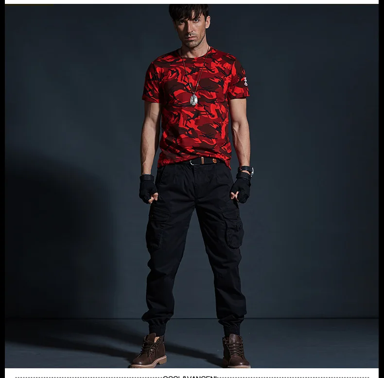 Mens Cargo Pants Casual Mens Pant Baggy Regular Cotton Trousers Male Combat Military Tactical Pants with Multi Pockets