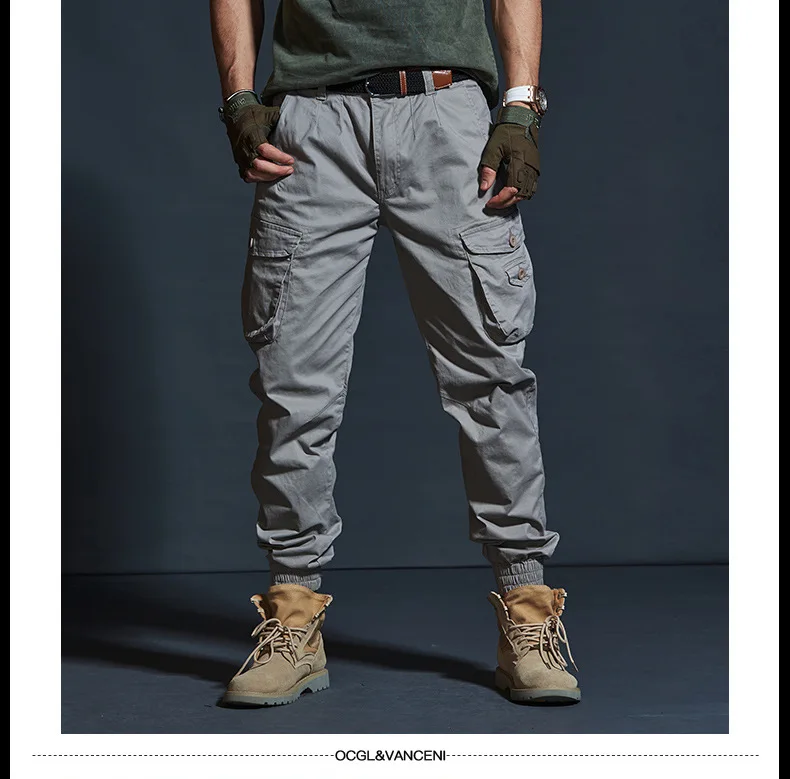 Mens Cargo Pants Casual Mens Pant Baggy Regular Cotton Trousers Male Combat Military Tactical Pants with Multi Pockets