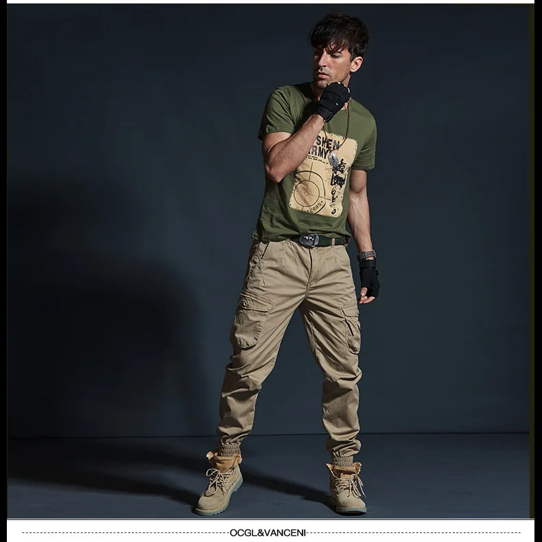 Mens Cargo Pants Casual Mens Pant Baggy Regular Cotton Trousers Male Combat Military Tactical Pants with Multi Pockets