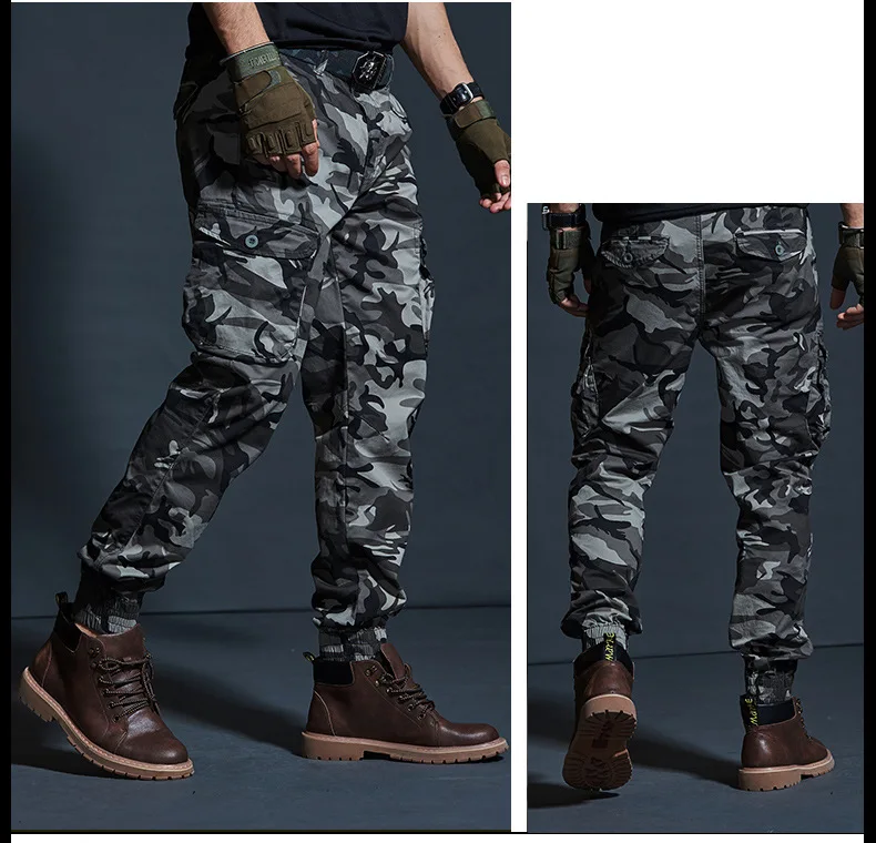 Mens Cargo Pants Casual Mens Pant Baggy Regular Cotton Trousers Male Combat Military Tactical Pants with Multi Pockets