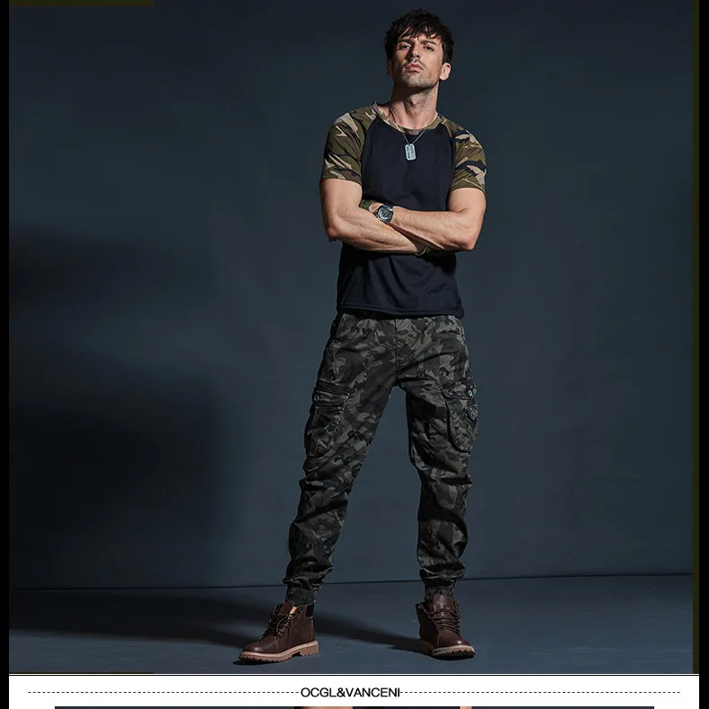 Mens Cargo Pants Casual Mens Pant Baggy Regular Cotton Trousers Male Combat Military Tactical Pants with Multi Pockets