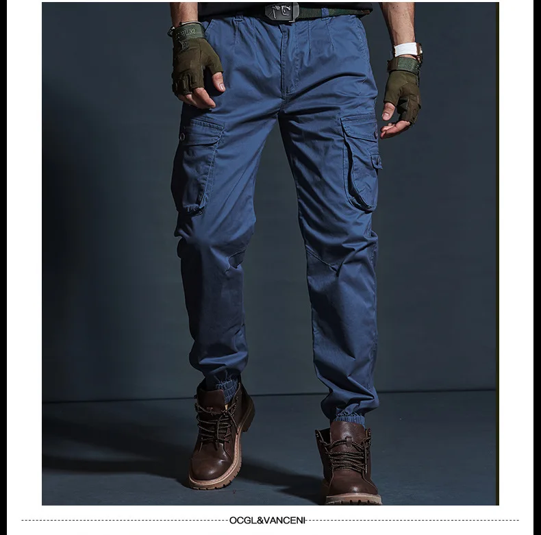 Mens Cargo Pants Casual Mens Pant Baggy Regular Cotton Trousers Male Combat Military Tactical Pants with Multi Pockets