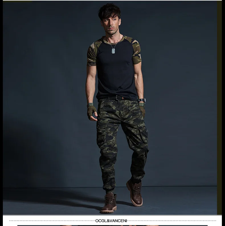 Mens Cargo Pants Casual Mens Pant Baggy Regular Cotton Trousers Male Combat Military Tactical Pants with Multi Pockets