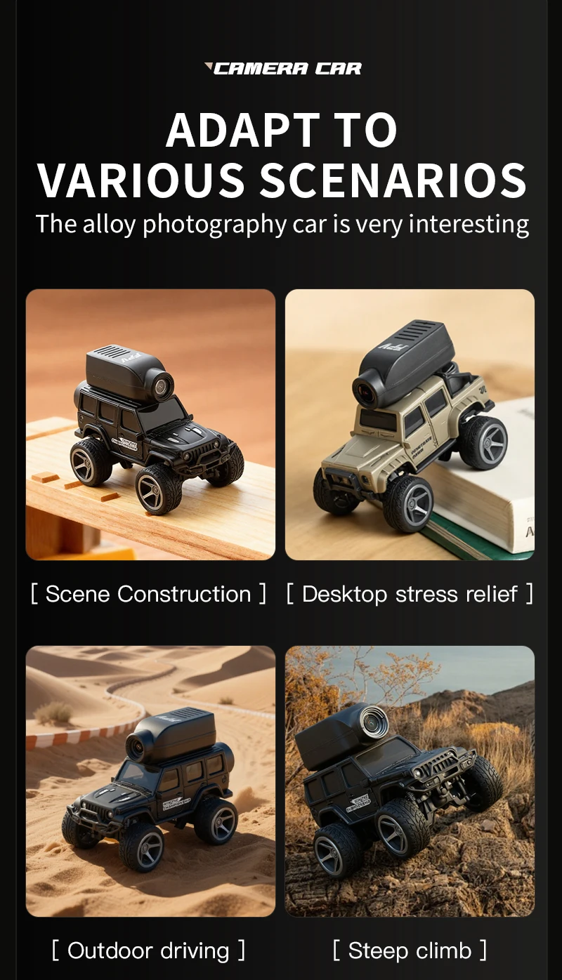 1:64 Mini Alloy RC Car, 2.4GHz Rear Drive Desktop Off-Road Toy Car with Camera, Christmas & Birthday Gift for Kids