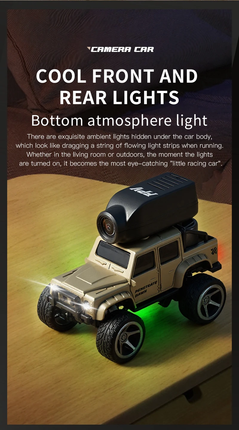 1:64 Mini Alloy RC Car, 2.4GHz Rear Drive Desktop Off-Road Toy Car with Camera, Christmas & Birthday Gift for Kids
