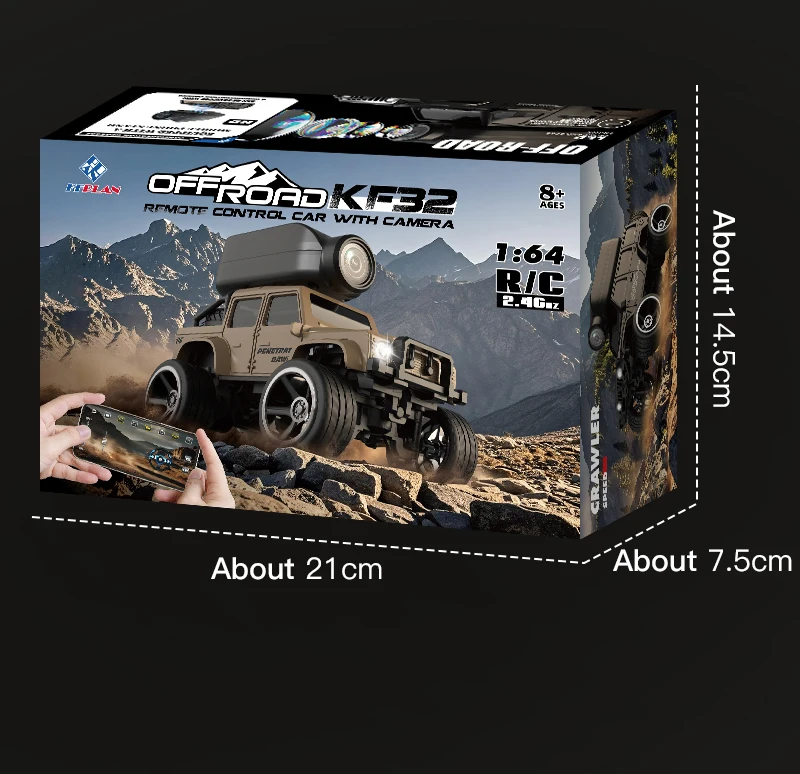 1:64 Mini Alloy RC Car, 2.4GHz Rear Drive Desktop Off-Road Toy Car with Camera, Christmas & Birthday Gift for Kids