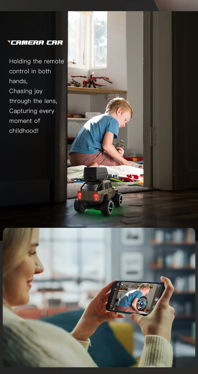 1:64 Mini Alloy RC Car, 2.4GHz Rear Drive Desktop Off-Road Toy Car with Camera, Christmas & Birthday Gift for Kids