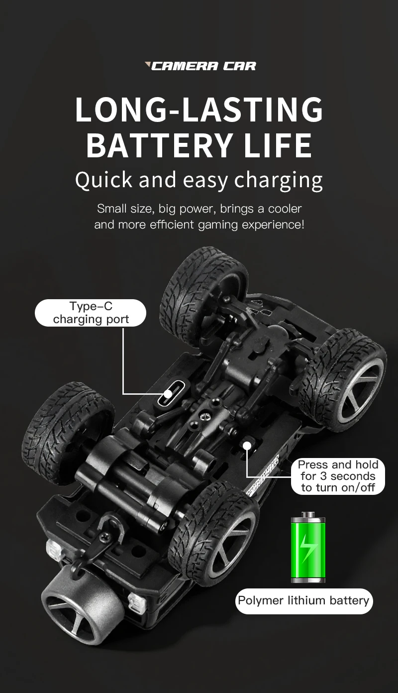 1:64 Mini Alloy RC Car, 2.4GHz Rear Drive Desktop Off-Road Toy Car with Camera, Christmas & Birthday Gift for Kids
