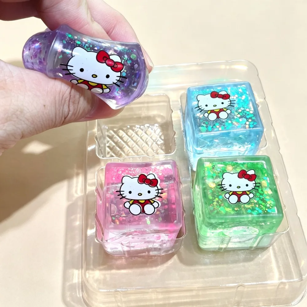 Needoh Maltose Ice Cube Square Fidget Toy 3cm, 4 Colors Sensory Toy Stress Anxiety Relief Educational Squeeze Toy for Kids