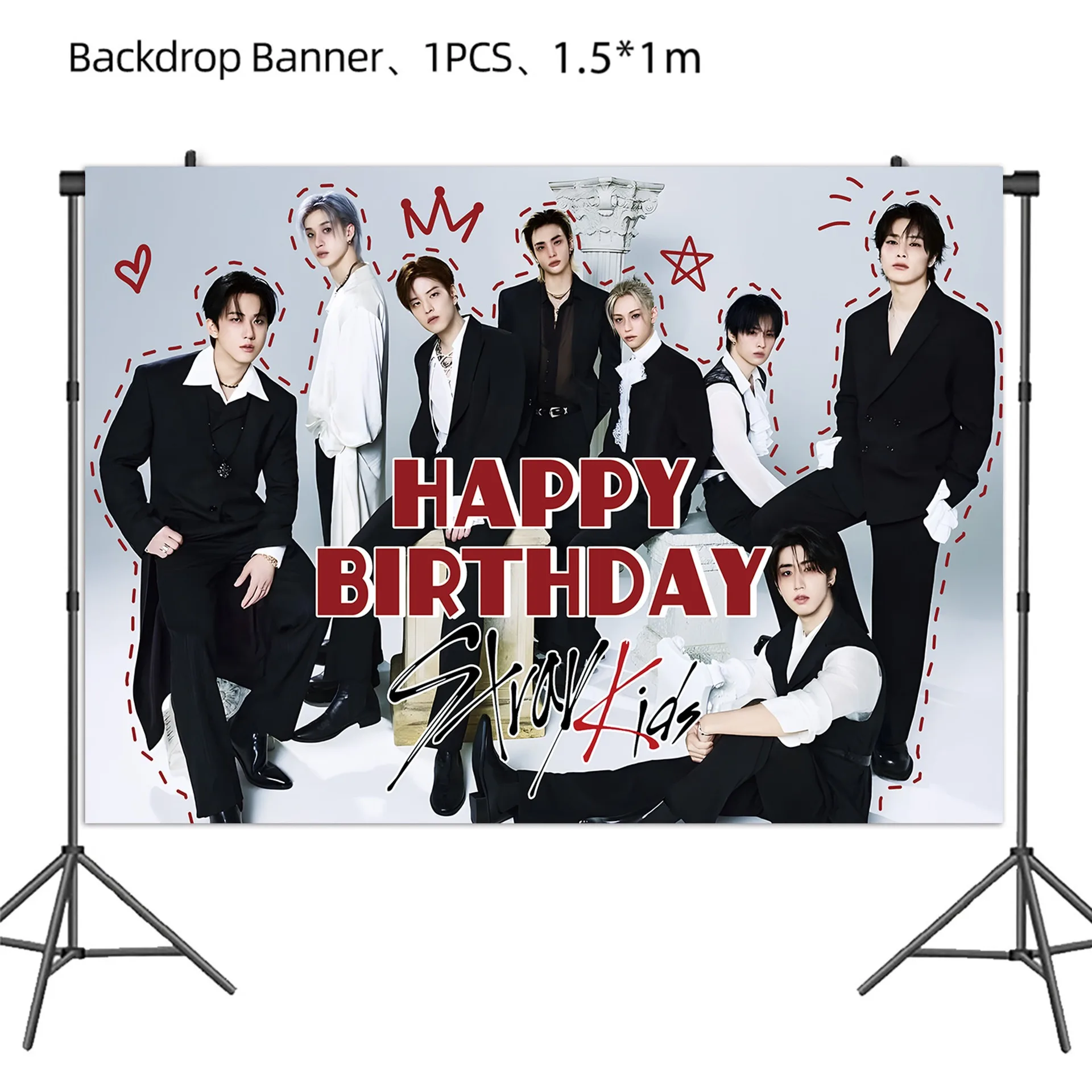 New SK Male Group Birthday Party Theme Decoration Cup Plate Banner Backdrop Gift Bag for Gift Baby Shower Supplies