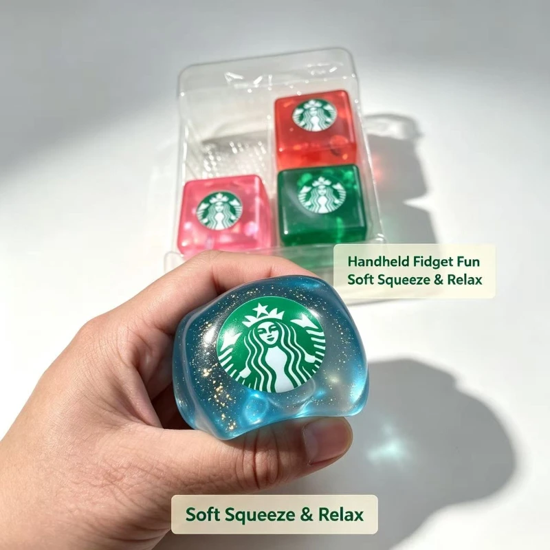 NeeDoh Super Solid Squish Glitter Jelly Cube Fidget Toy, 2 Styles Stress Relief Sensory Squeeze Toy for Adults Teens Squishy Toy