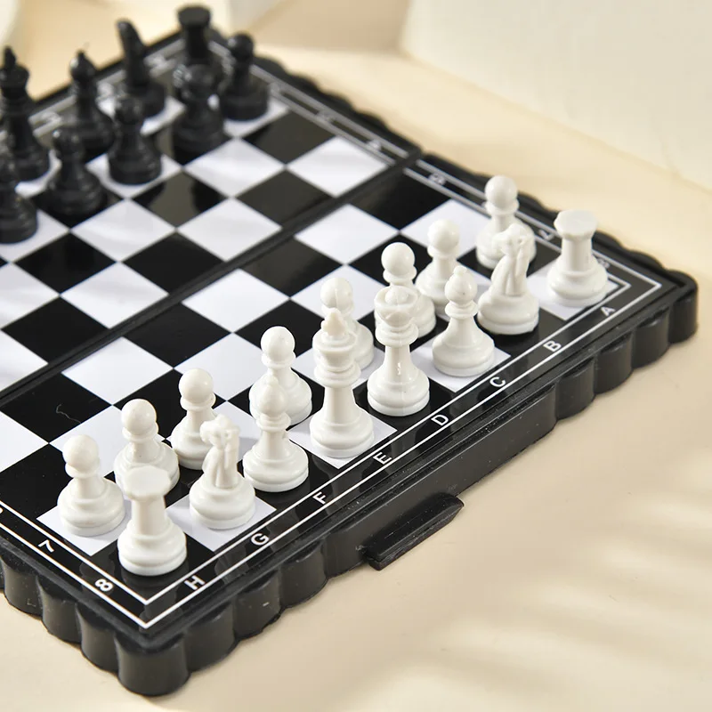 Chess Set Mini Magnetic Folding Magnetic Plastic Chessboard Board Game Portable Kid Toy Strategy Games Chess for Boys and Girls
