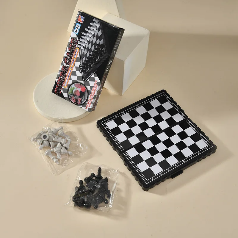 Chess Set Mini Magnetic Folding Magnetic Plastic Chessboard Board Game Portable Kid Toy Strategy Games Chess for Boys and Girls