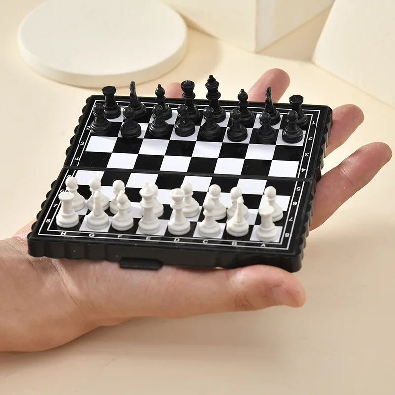 Chess Set Mini Magnetic Folding Magnetic Plastic Chessboard Board Game Portable Kid Toy Strategy Games Chess for Boys and Girls