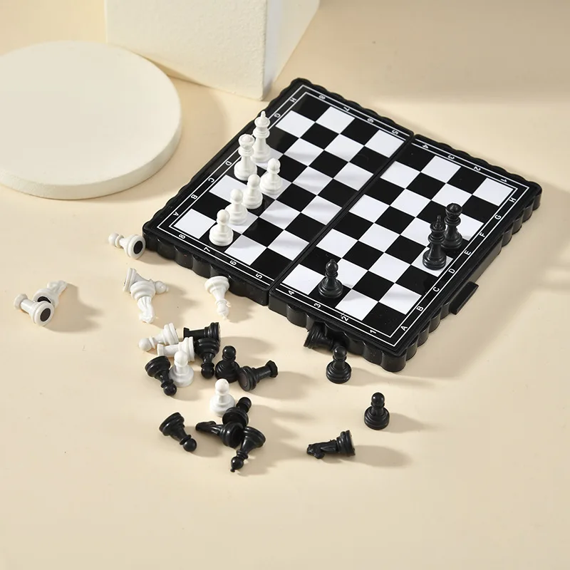 Chess Set Mini Magnetic Folding Magnetic Plastic Chessboard Board Game Portable Kid Toy Strategy Games Chess for Boys and Girls