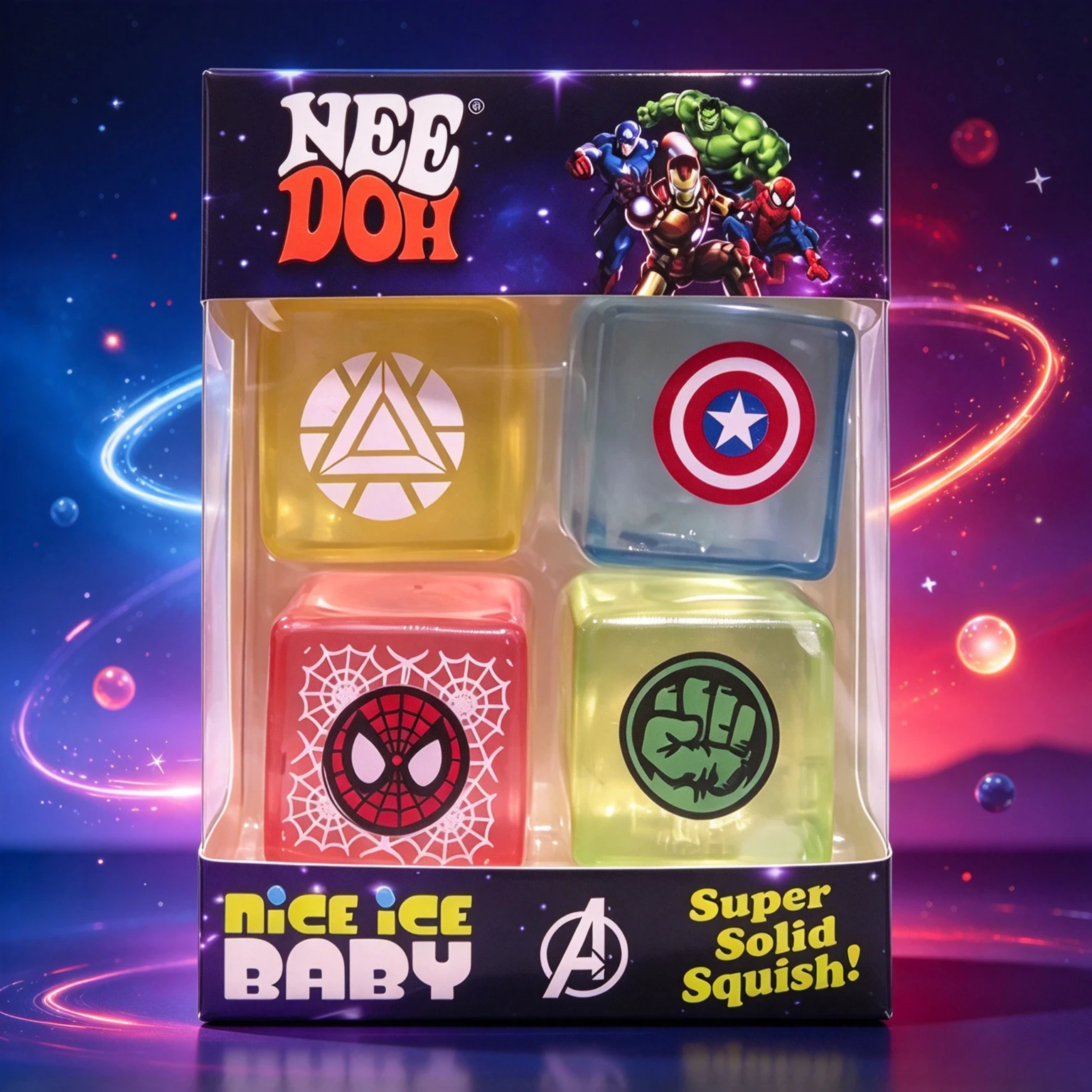 4Pcs NeeDoh Nice Ice Baby Ice Cube Squishy Toy, Slow Rebound Anti-Anxiety Sensory Fidget Toy, Stress Relief Gift for Kids Adults