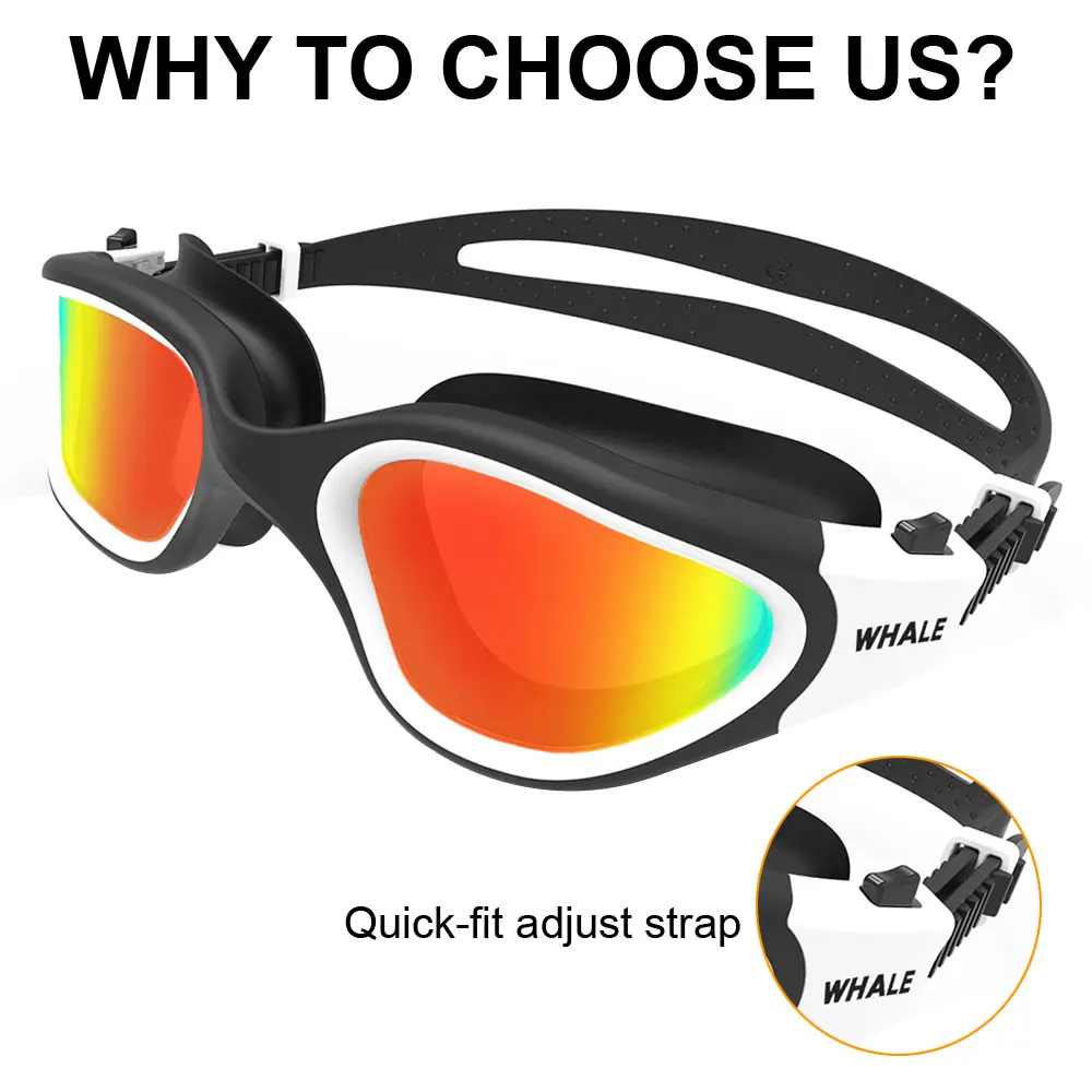 Polarized Swimming Goggles for Adult Anti-Fog UV Protection Lens Men Women Waterproof Adjustable Silicone Swim Glasses Adults