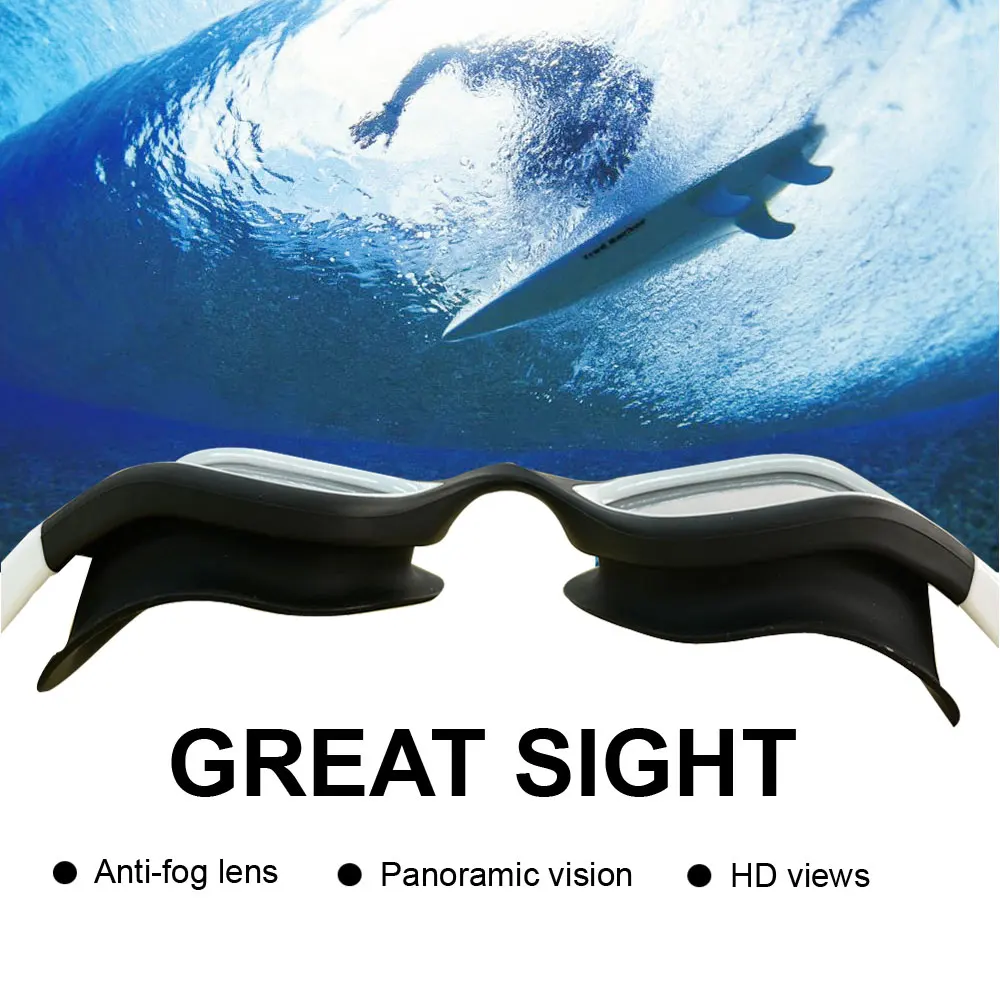 Polarized Swimming Goggles for Adult Anti-Fog UV Protection Lens Men Women Waterproof Adjustable Silicone Swim Glasses Adults